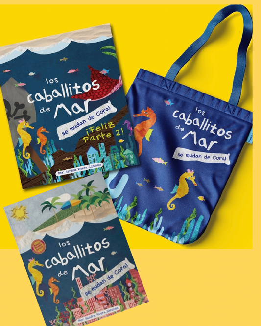 Colección Los caballitos de mar se mudan de coral parte 1 y ¡Feliz parte 2! (2 libros+ Tote Bag)
